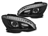 Headlights Tube Light Black Seq Fits Mercedes W204 07-10  Headlights Tube Light Black Seq Fits Mercedes W204 07-10