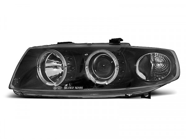 Headlights Angel Eyes Black Fits Seat Leon / Toledo 04.99-08.04