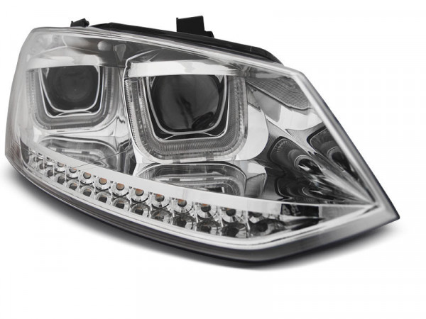 Headlights U-led Light Chrome Fits Vw Polo 6r 09-03.14