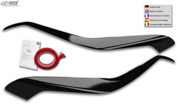 RDX Headlight covers for KIA Sportage QL / QLE (2015-2022) Light Brows BLACK GLOSSY