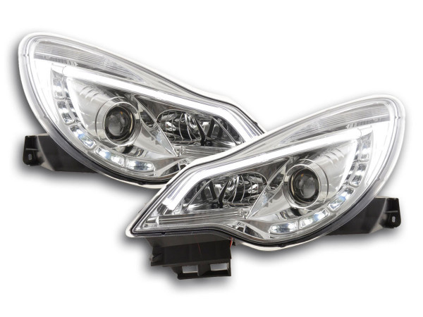 Daylight headlight with DRL Opel Corsa D Yr. from 2011 chrome RHD