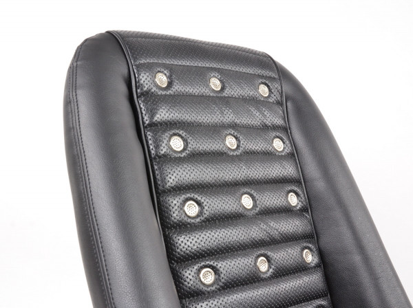 FK Oldtimersitze Classic 1 Vollschalensitze Set Kunstleder schwarz mit Kopfstütze inkl. Laufschienen