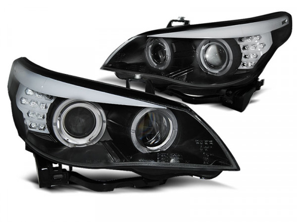 Xenon D1s Headlights Angel Eyes Black Led Indicator Fits Bmw E60/e61 05-07