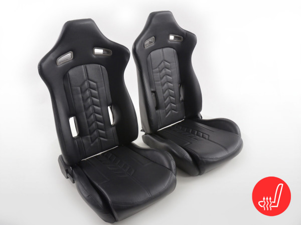 FK sport seats half bucket seats Set artificial leather black with heating