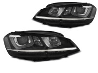 Headlights U-led Light Drl Black Fits Vw Golf 7 11.12-17 Headlights U-led Light Drl Black Fits Vw Golf 7 11.12-17