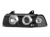 Headlights Angel Eyes Black fits BMW E36 12/90–08/99 Coupe Cabrio Headlights Angel Eyes Black fits BMW E36 12/90–08/99 Coupe Cabrio