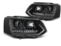 Headlights Tube Light Drl Black Seq Fits Vw T5 2010-2015 Headlights Tube Light Drl Black Seq Fits Vw T5 2010-2015