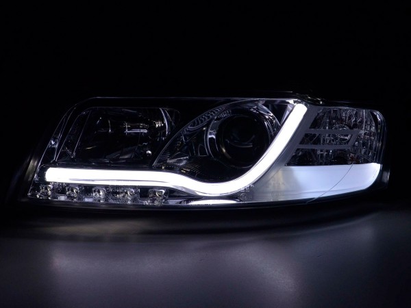 Daylight headlights with LED lightbar DRL look Audi A4 B6 8E Yr. 01-04 chrome