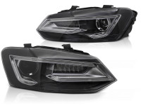 Headlights Black Led Fits Vw Polo V 9-17 Headlights Black Led Fits Vw Polo V 9-17
