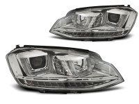 Headlights U-led Light Drl Chrome Fits Vw Golf 7 11.12-17  Headlights U-led Light Drl Chrome Fits Vw Golf 7 11.12-17
