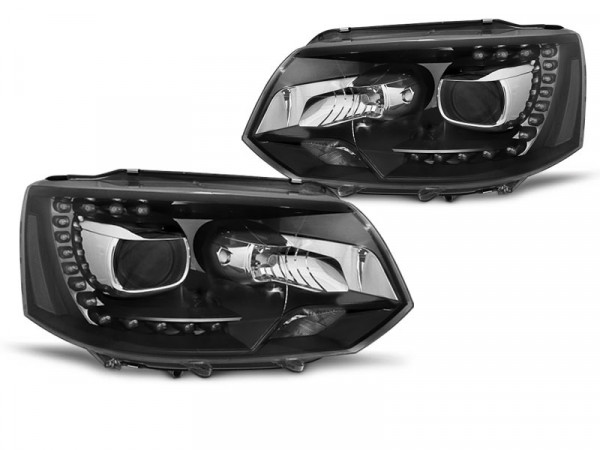 Headlights True Drl Black Fits Vw T5 2010-15