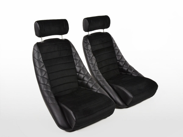 Sportseat Set Classic 3 artificial leather black with headrest