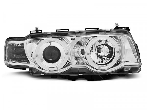 Headlights Angel Eyes Chrome Fits Bmw E38 09.98-07.01