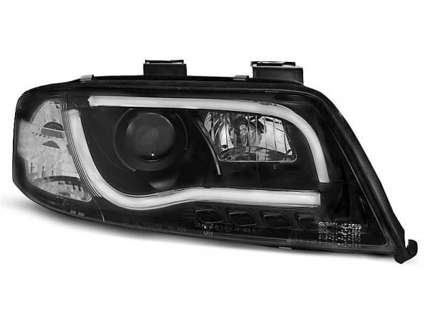 Headlights Tube Light Black Fits Audi A6 05.97-05.01