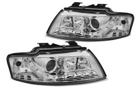 Headlights Daylight Chrome Fits Audi A4 B6 Cabrio 02-06 Headlights Daylight Chrome Fits Audi A4 B6 Cabrio 02-06