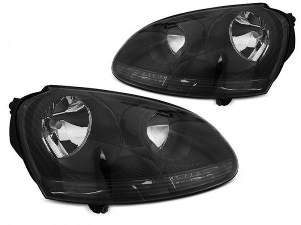 Headlights Black Fits Vw Golf 5 10.03-09