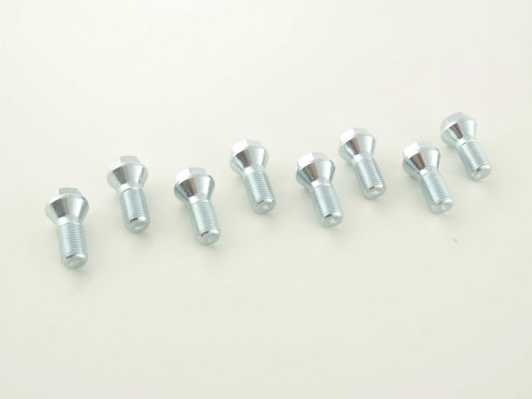 single Wheel bolt shaft length 26mm taper flange shorthead silver M12x1,5