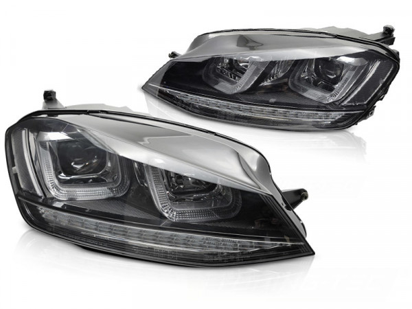 Headlights Light Seq Black With Black Line Fits Vw Golf 7 13-17