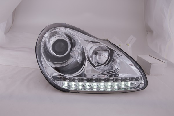 headlights Daylight LED DRL look Porsche Cayenne 9PA year 02-06 chrome