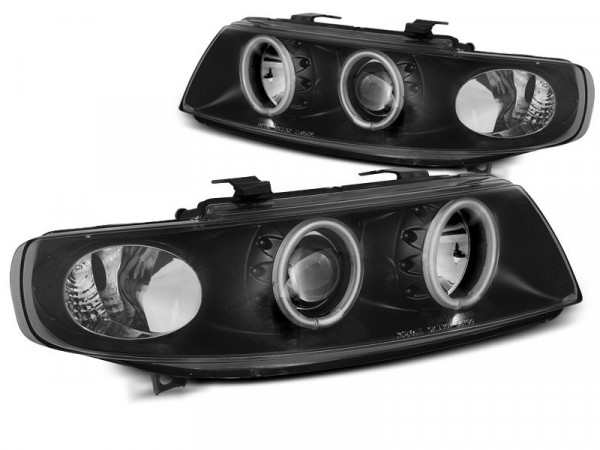 Headlights Angel Eyes Ccfl Black Fits Seat Leon / Toledo 04.99-08.04
