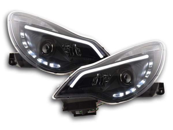 Daylight headlight with DRL Opel Corsa D Yr. from 2011 black