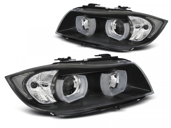 Xenon Headlights U-led Light 3d Black Fits Bmw E90/e91 03.05-08.08