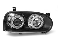 Headlights Angel Eyes Black Fits Vw Golf 3 09.91-08.97 Headlights Angel Eyes Black Fits Vw Golf 3 09.91-08.97
