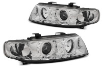 Headlights Angel Eyes Ccfl Chrome Fits Seat Leon / Toledo 04.99-08.04 Headlights Angel Eyes Ccfl Chrome Fits Seat Leon / Toledo 04.99-08.04