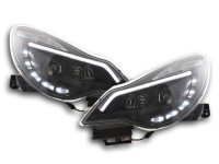 Daylight headlight with DRL Opel Corsa D Yr. from 2011 black chrome RHD Daylight headlight with DRL Opel Corsa D Yr. from 2011 black chrome RHD