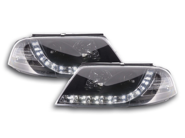 Daylight headlights with LED DRL look VW Passat type 3BG Yr. 00-05 black