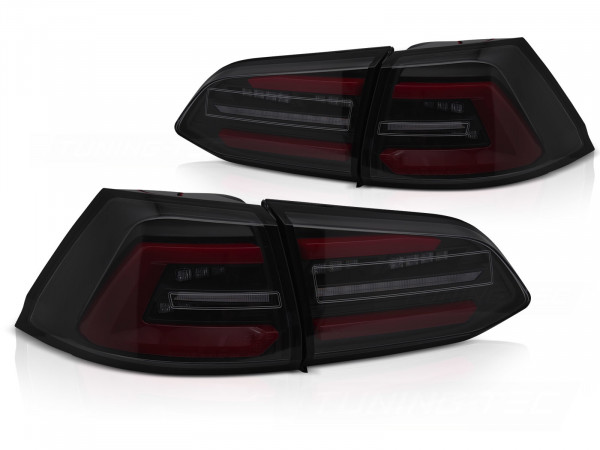 Led Tail Lights Black Smoke W/red Seq Fits Vw Golf 7 13-17 Sw