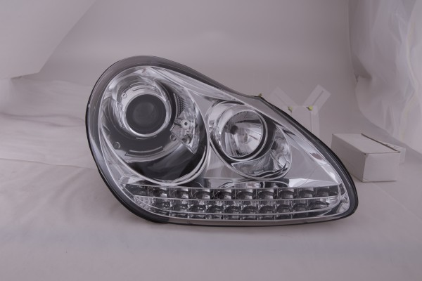 headlights Xenon Daylight LED DRL look Porsche Cayenne 9PA year 02-06 chrome