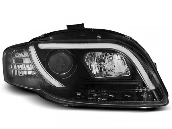 Headlights Tube Light Black Fits Audi A4 B7 11.04-03.08