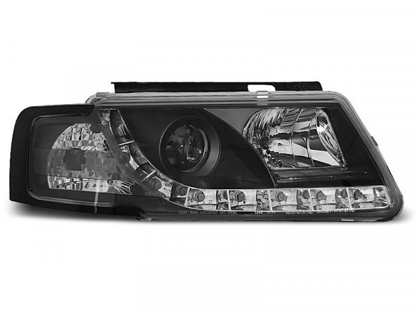 Headlights True Drl Black Fits Vw Passat B5 3b 11.96-08.00