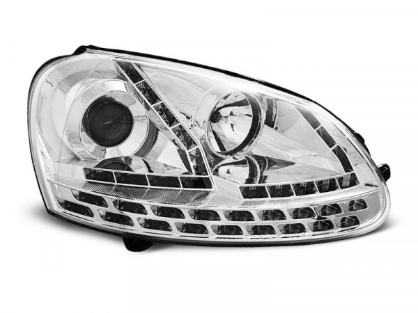 Headlights Daylight Chrome Fits Vw Golf 5 03-08