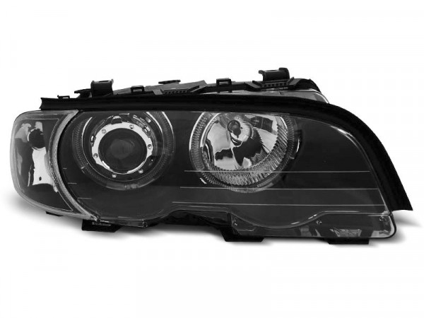 Headlights Angel Eyes Led Black Fits Bmw E46 04.99-03.03 Coupe Cabrio
