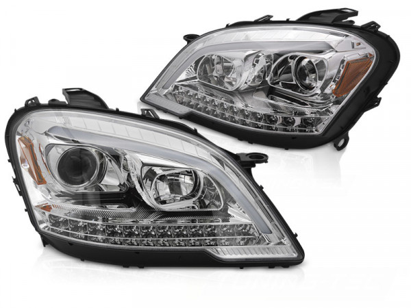 Headlights Tube Light Chrome Seq Fits Mercedes W164 Ml M-klasa 09-11