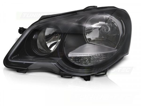 Headlight Black Left Side Tyc Fits Vw Polo 9n3 05-09