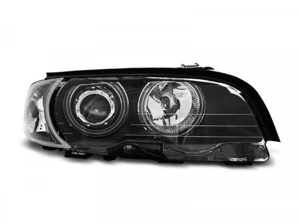 Headlights Angel Eyes Ccfl Black Fits Bmw E46 04.99-03.03 Coupe Cabrio