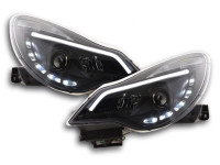 Daylight headlight with DRL Opel Corsa D Yr. from 2011 black Daylight headlight with DRL Opel Corsa D Yr. from 2011 black