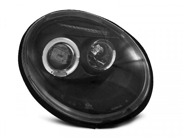 Headlights Angel Eyes Black Fits Vw New Beetle 10.98-05.05