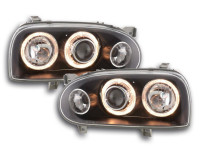 Angel Eye headlight VW Golf 3 type 1HXO, 1 EXO Yr. 91-97 black Angel Eye headlight VW Golf 3 type 1HXO, 1 EXO Yr. 91-97 black