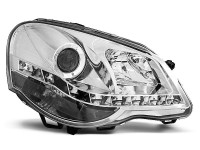 Headlights Daylight Chrome Fits Vw Polo 9n3 04.05-09 Headlights Daylight Chrome Fits Vw Polo 9n3 04.05-09