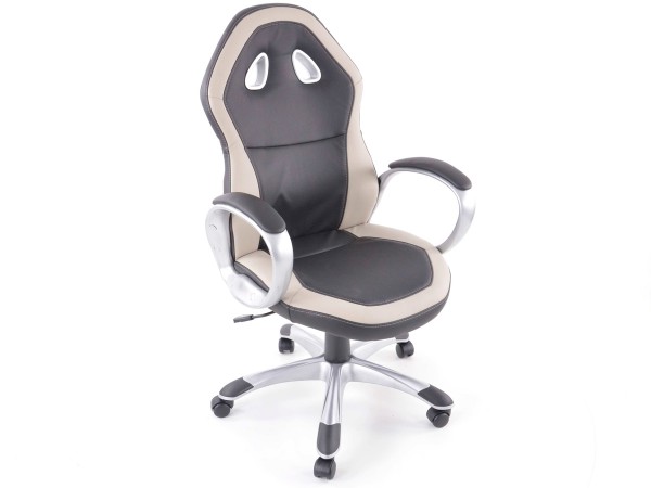 Office Chair synthetic leather black/grey with armrests