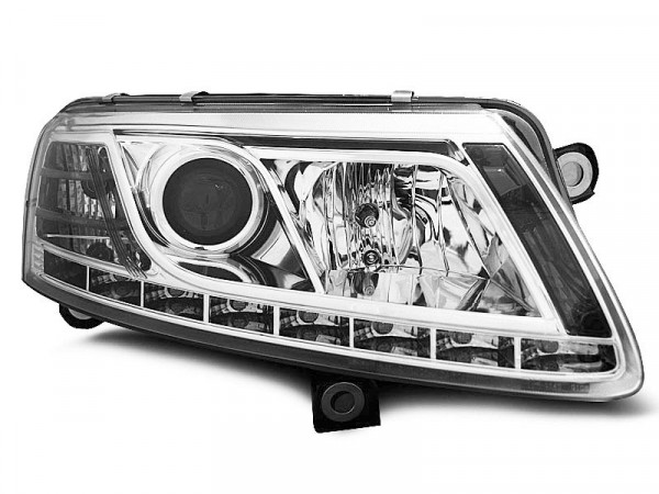 Headlights True Drl Chrome Fits Audi A6 C6 04.04-08