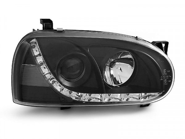 Headlights Daylight Black Fits Vw Golf 3 91-97