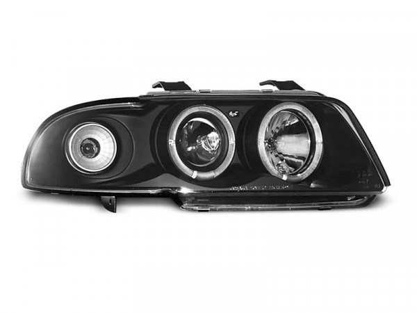 Headlights Angel Eyes Black Fits Audi A4 11.94-12.98