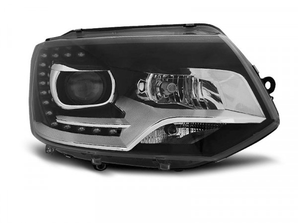 Headlights True Drl Black Fits Vw T5 2010-15