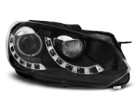 Headlights Single True Drl Black Fits Vw Golf 6 10.08-12 Headlights Single True Drl Black Fits Vw Golf 6 10.08-12