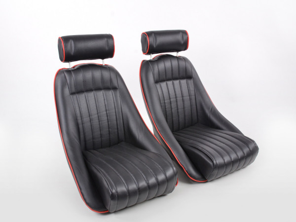 Sportseat Set Classic 2 artificial leather black with headrest